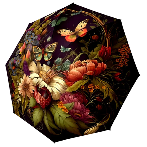 Vintage Gothic Floral Butterfly Umbrella