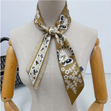 cute beige Women’s Butterfly Floral Long Silk Scarf