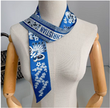 blue Women’s Butterfly Floral Long Silk Scarf