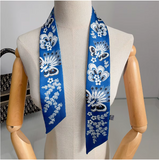cute blue Women’s Butterfly Floral Long Silk Scarf