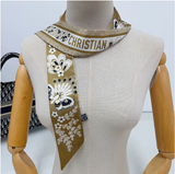 beige Women’s Butterfly Floral Long Silk Scarf