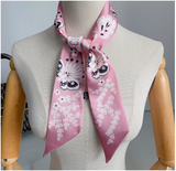 pink Women’s Butterfly Floral Long Silk Scarf
