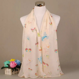 Women’s Colorful Butterfly Print Chiffon Long Scarf