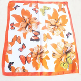 floral Women’s Luxury Orange Butterfly Silk Scarf