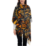 Women’s Orange Viceroy Butterfly Tassel Scarf