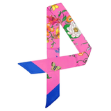 pink Women’s Skinny Butterfly Floral Silk Scarf