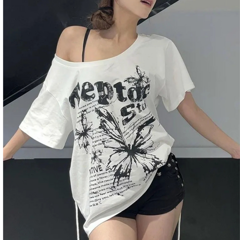 Y2k Butterfly white T Shirt