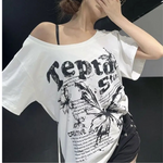 trendy Y2k Butterfly white T Shirt for women