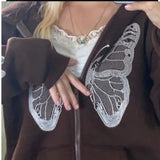 black butterfly sweater zip up
