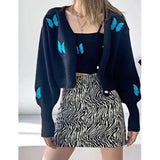black embroidered butterfly cardigan for women