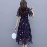 blue butterfly dress back view
