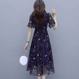 blue butterfly dress back view