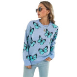 blue butterfly sweater long sleeves