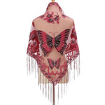 burgundy butterfly scarf