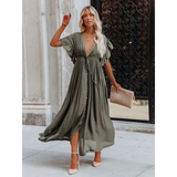ARMY GREEN butterfly sleeves dress