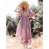 PURPLE butterfly sleeves dress