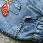 red butterfly denim short 