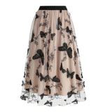 kaki butterfly embroidered skirt