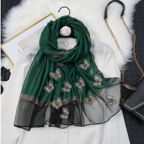 dark green butterfly scarf