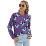 darkorchid butterfly sweater long sleeves