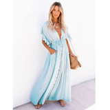 SKY BLUE butterfly sleeves dress