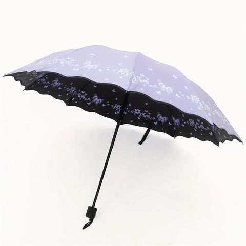 purple Double-Sided Butterfly Ruffle Edge Umbrella