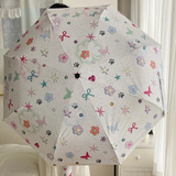 white Casual Butterfly Travel Folding Umbrella