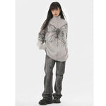 whimsical grey butterfly sweater 