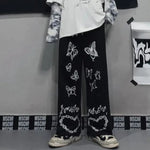 illusion butterfly wide leg pants