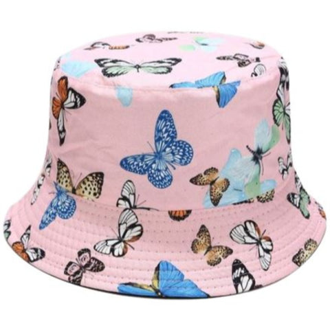 pink butterfly bucket hat