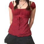 lace red butterfly t shirt for women