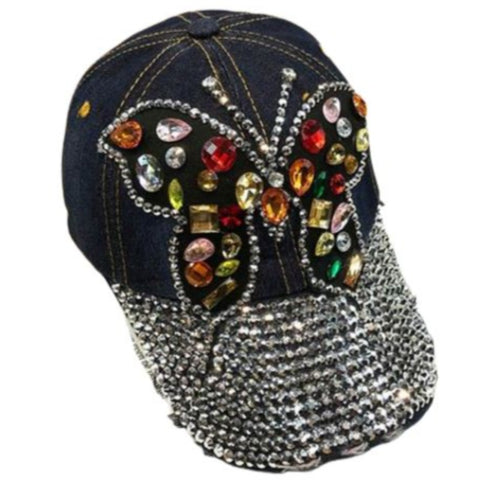 rhinestone butterfly cap