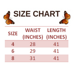 size chart for Butterfly Bell Bottom Jeans