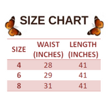 size chart for Butterfly Bell Bottom Jeans