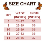 size chart for High-Waisted Leather Butterfly Pants