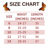 size chart for High-Waisted Leather Butterfly Pants