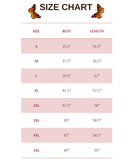 size chart for Long Butterfly V Neck Dress