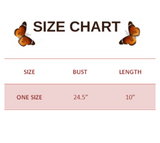 size chart for Women’s Butterfly Crystal Chain Crop Top