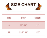 size chart for Y2K Tie Dye Butterfly Print Spaghetti Strap Tank Top