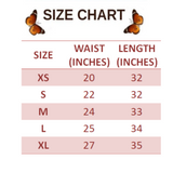 size chart for High Waisted Butterfly Blue Leggings