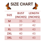 size chart for Purple Butterfly Dress