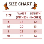 size chart for Red Butterfly Shorts
