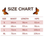 size chart for black and white butterfly baggy jeans