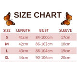 size chart for Black Hollow Lace Butterfly Crop Top