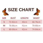 size chart for butterfly crop top pattern