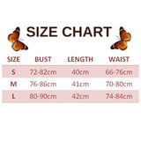 size chart for butterfly crop top pattern