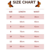 size chart for children butterfly leggings