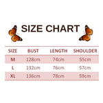 size chart for black and white butterfly sweater