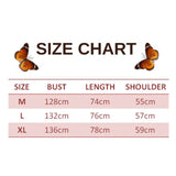 size chart for black and white butterfly sweater