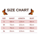 size chart for long blue butterfly dress